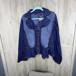 The Pyramid Collection Blue Denim Artisan Inspired Jacket